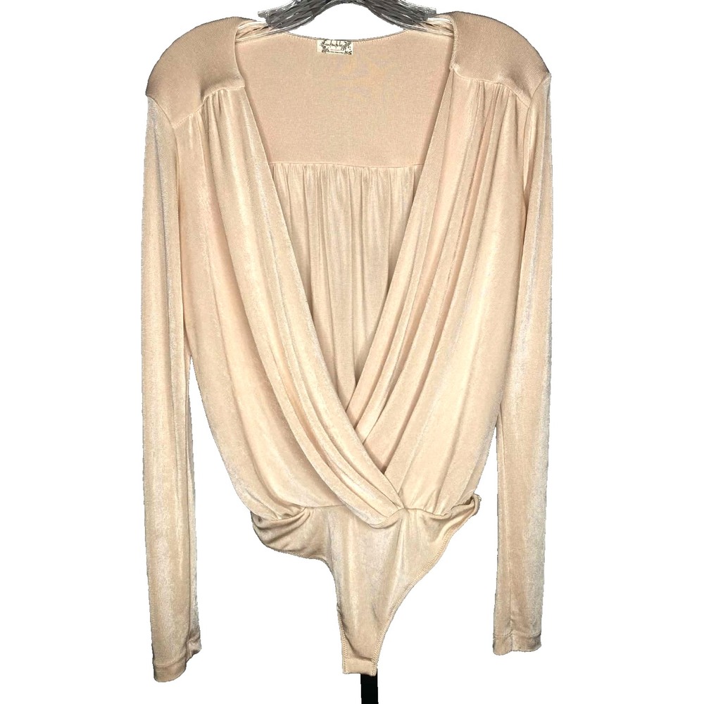 Intimately Free People Turnt Cream/Gold Faux Wrap Bodysuit size Small minimalist